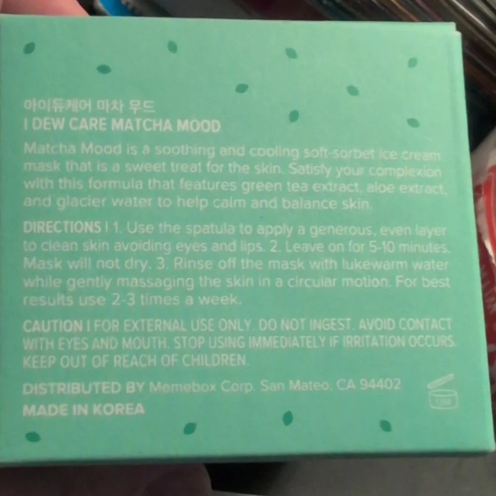 I Dew Care Matcha Mood🫧 Soothing Mask with Green Tea Extract NIB NEW IN BOX